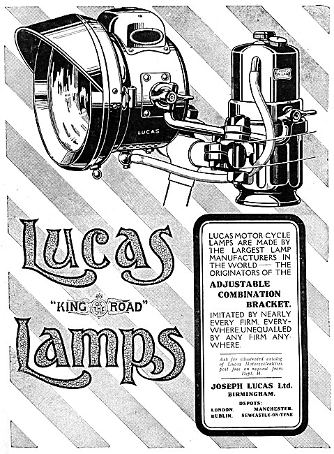Lucas King Of The Road Acetylene Motor Cycle Lighting Sets 1914  