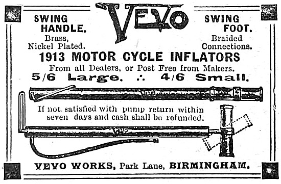 1913 Vevo Motor Cycle Tyre Inflator                              