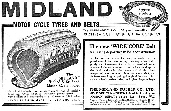 Midland Rubber Ribbed & Studded Motor Cycle Tyres & Belts        