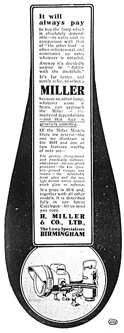 Miller 29H Acetylene Motor Cycle Headlight 1914                  