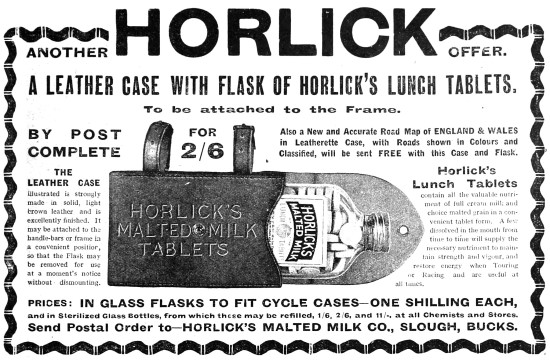 A Leather Case With Flask Of Horlicks Lunch Tablets 1913 Advert  