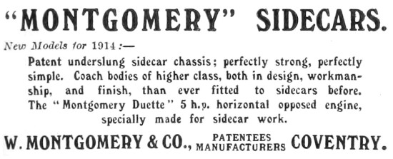 1913 Montgomery Sidecars Advert                                  