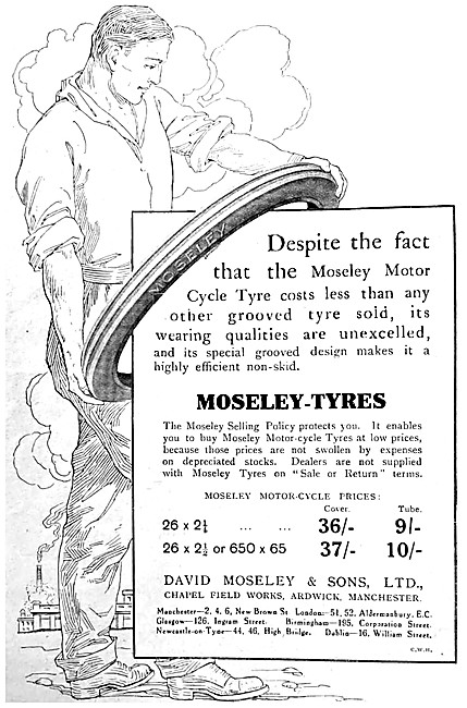 Moseley Motor Cycle Tyres 1914 Advert                            