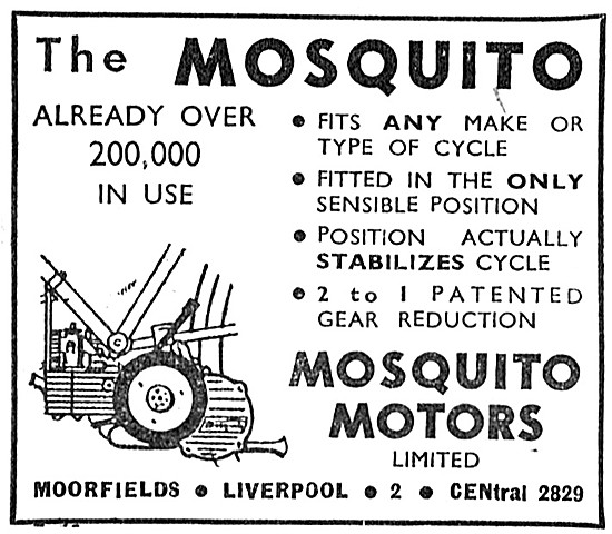 1950 Mosquito Cycle Motor Advert                                 