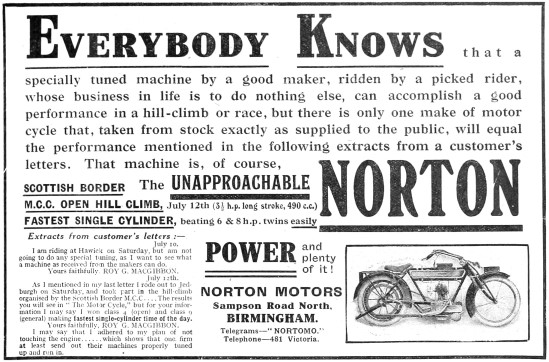 1913 Norton 500 cc Single Cylinder Motor Cycle                   