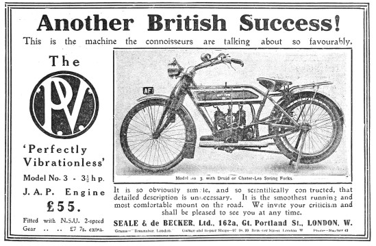 1912 P.V. Model 3 Motor Cycle                                    