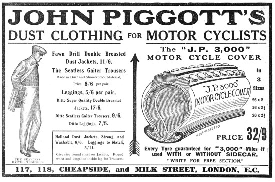 Piggots Motor Cycle Tyres - Piggots Acme Motor Cyclists Coat     