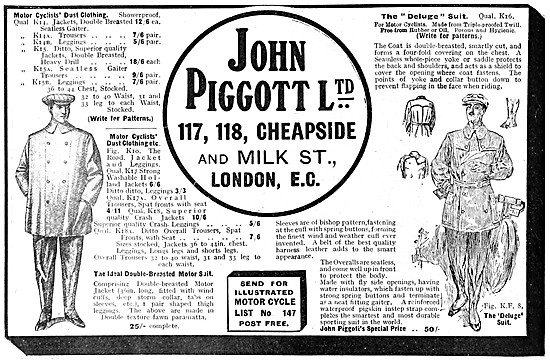 Piggots Motor Cycle Coats 1913 Pattern                           