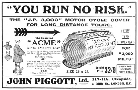 Piggots Tyres - Piggots Acme Motor Cyclists Coat                 