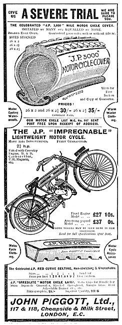 The J.P. Impregnable Lightweight Motor Cycle - Piggot Motorcycle 