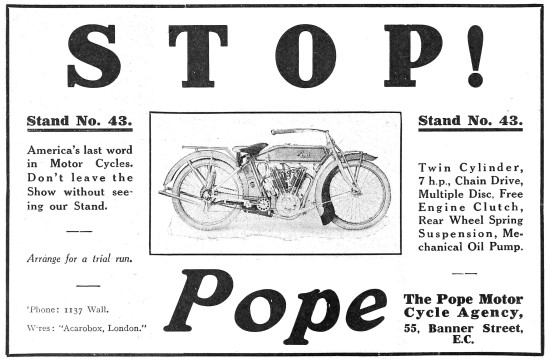1913 Pope 7HP V-Twin Motor Cycles                                