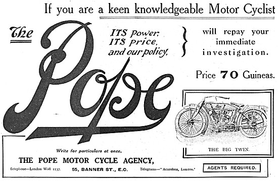 1916 Pope Big Twin Motor Cycle                                   