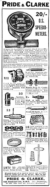 Pride & Clarke Motor Cycle Sales & Parts Stockists 1930 Advert   