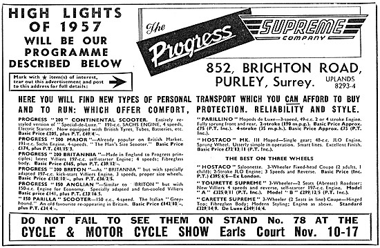 1956 Progress-Supreme Motor Scooters - Progress Standard 175 cc  