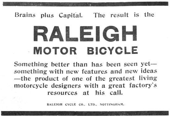 Raleigh Motor Cycles 1918 Advert                                 