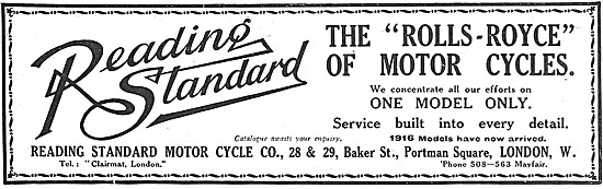 1916 Reading Standard Motor Cycles Advert                        