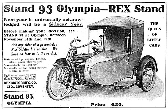 1913 Rex Sidette Motor Cycle & Sidecar Combination               