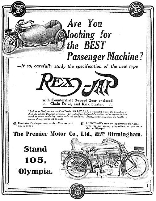 1913 Rex-JAP Motor Cycle Advert                                  