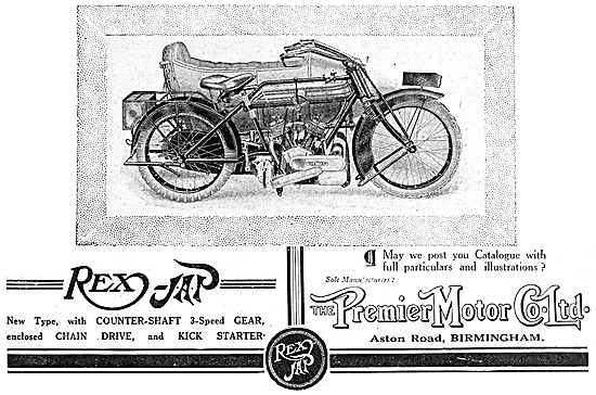 1913 Rex-JAP Motor Cycles & Sidecar Advert                       