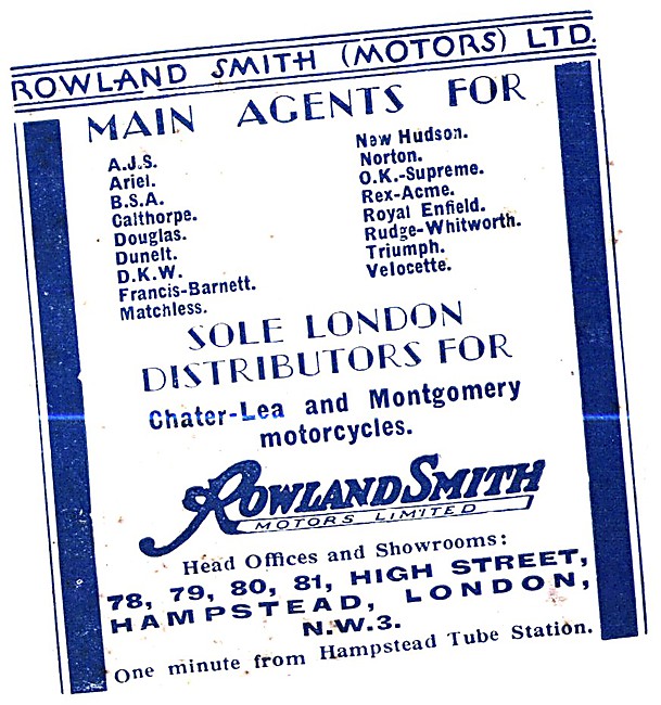Rowland Smith Motor Cycle Sales & Service. High St, Hampstead.   