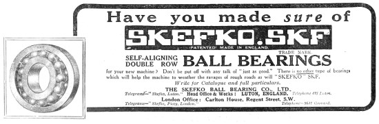 SKF Bearings - Skefko Bearings 1913 Advert                       