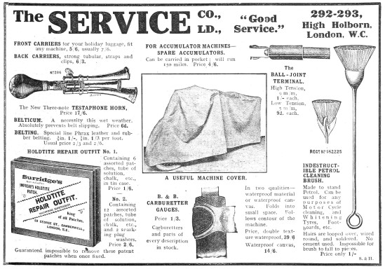 The Service Company Motor Cycle Accessories.                     