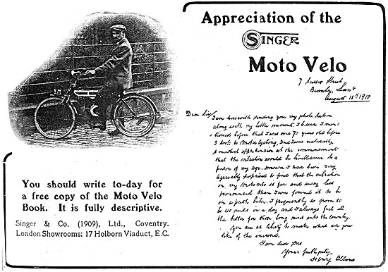 1910 Singer Moto Velo Motor Cycle                                