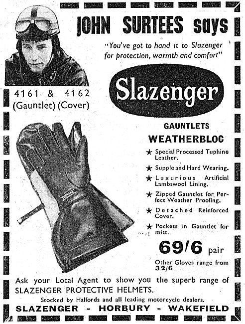 Slazenger Weatherbloc Motor Cyclists Gauntlets 1956 Style        