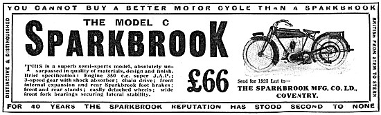 1923 Sparkbrook-JAP 350cc Motor Cycle                            