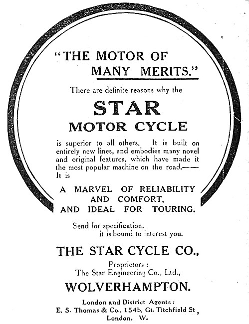 1913 Star Motor Cycles Advert                                    
