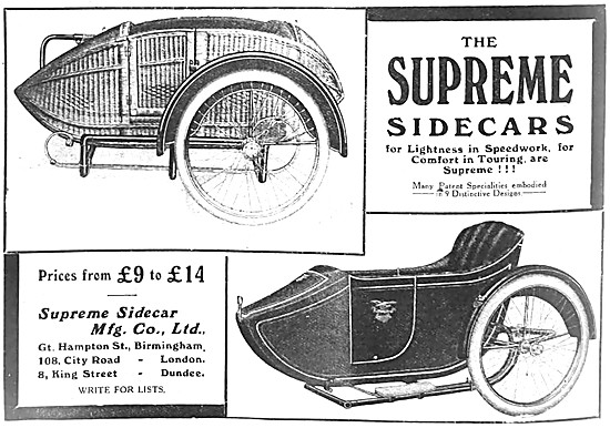 Supreme Sidecars 1914 Range                                      