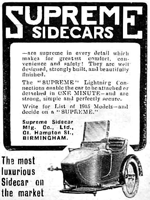 Supreme Sidecars 1915 Models                                     