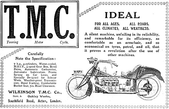 1912 Wilkinson TMC 4 Cylinder Motor Cycles - T.M.C. Motor Cycles 