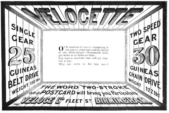 1914 Velocette Motor Cycles Advert                               