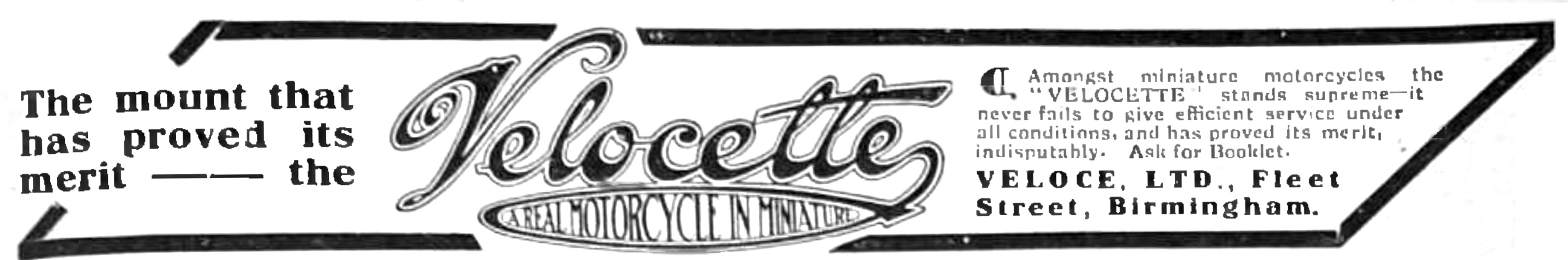 Velocette Motor Cycles 1915 Advert                               