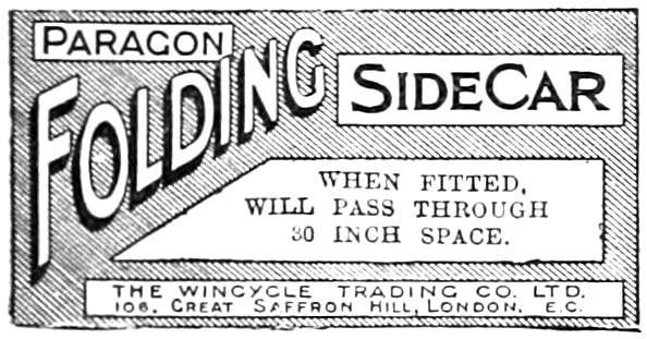 1913 Wincycle Paragon Folding Sidecars                           