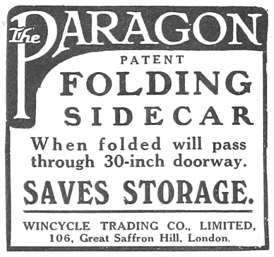 1916 Wincycle Paragon Folding Sidecar                            