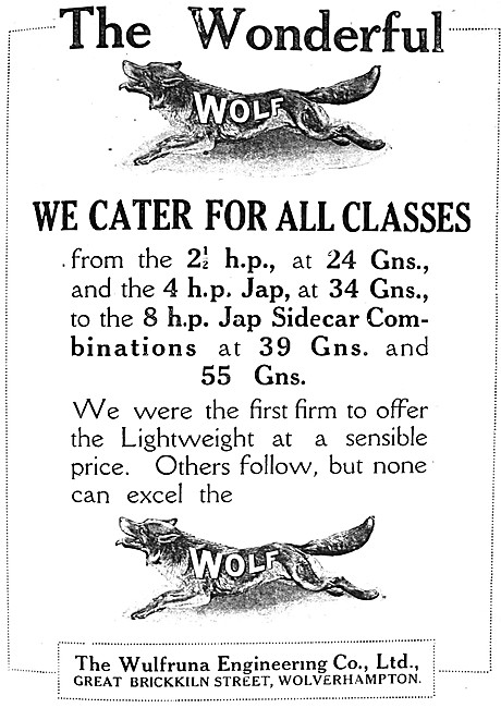 The Wulfruna Wolf Motor Cycle Range For 1914                     