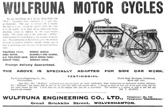 1912 Wulfruna Motor Cycle                                        