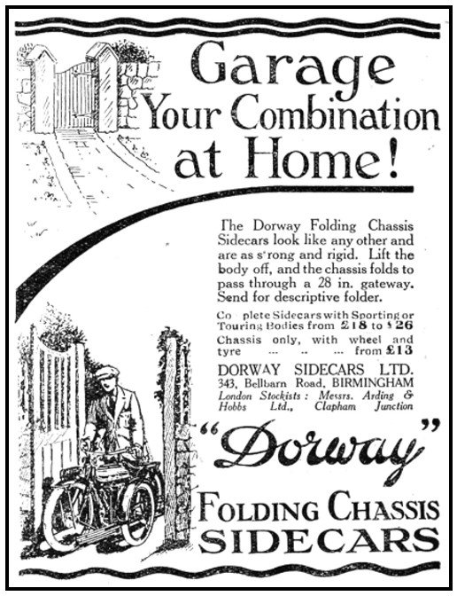 1924 Dorway folding sidecar advert.